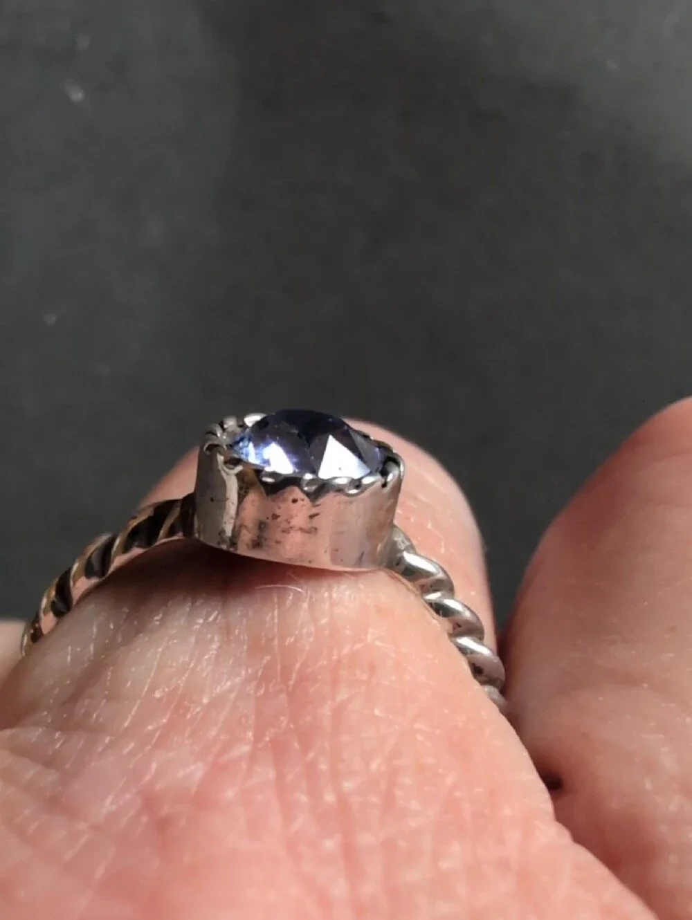 Brighton Silver Twisted Band Ring with Purple Gemstone Size 9.5